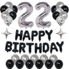 Naninuneno 22Nd Black Silver Birthday Party Decorations For Men Women, Happy 22 Birthday Party Supplies With Black Happy Birthda