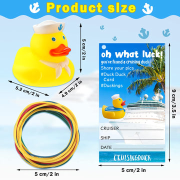 Kathfly 60 Pcs Duck Tag Kits - 20 Rubber Ducks, 20 Tag Cards, 20 Rubber Bands For Carnival Party Games