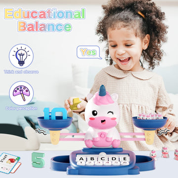 Hopeeye Unicorns Kindergarten Preschool Learning Activities Math Counting Matching Letter Toys - Toddler Educational Toys For 3