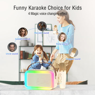 MEGUO Karaoke Machine Microphone Fun Toys Christmas Birthday Gifts for mature-themed Women Men Girls Kids Toddler Boys Portable Bluetooth Speaker with 2 Wireless Microphone for Home Party Birthday