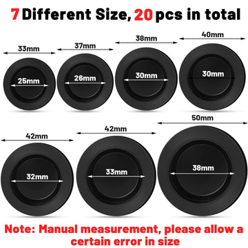 Boao 20 Pieces Piggy Bank Stopper Replacement Piggy Bank Plugs Bulk Rubber Saving Box Stopper(7 Sizes,Black)