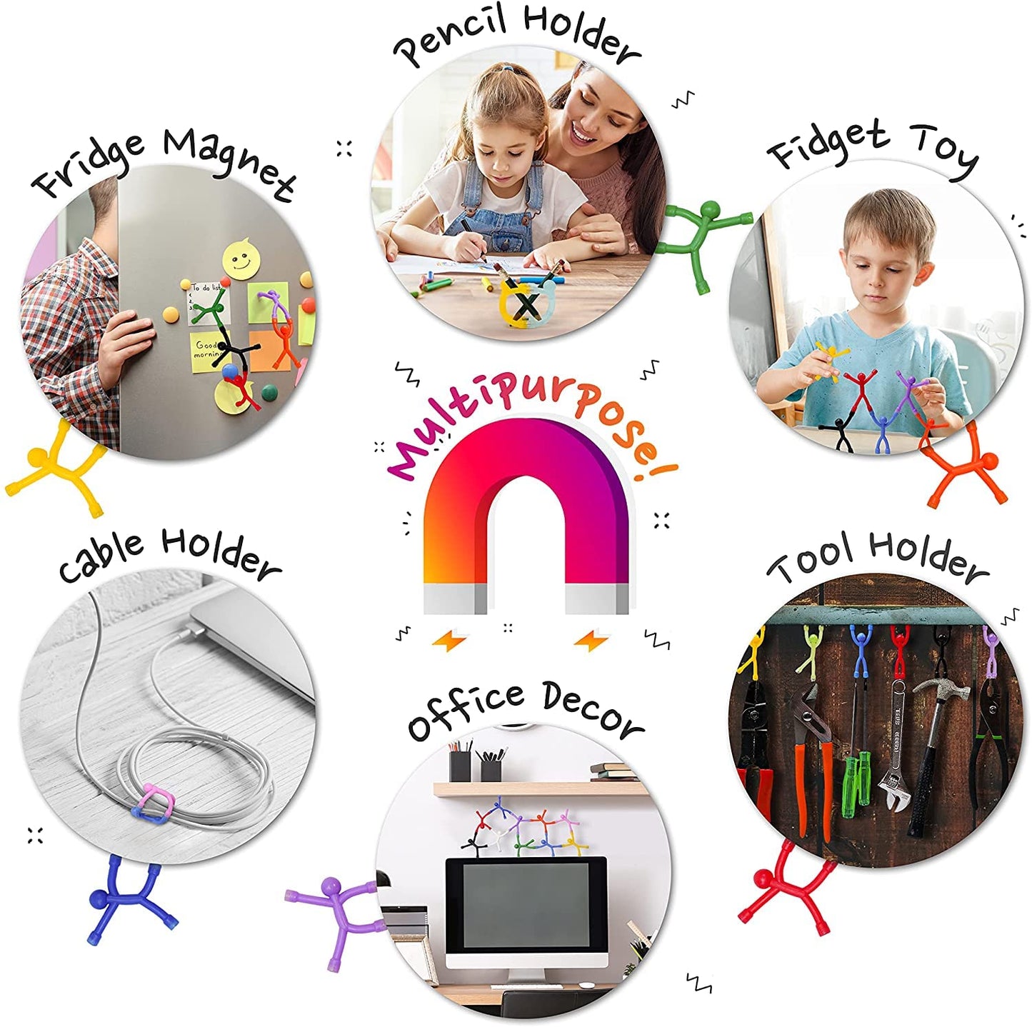 Magmen Magnetic Travel Toys, Stretchy, Fun, And Educational Fidget Toys For Kids And Adults Ages 3 And Up Pack Of 10 Solid