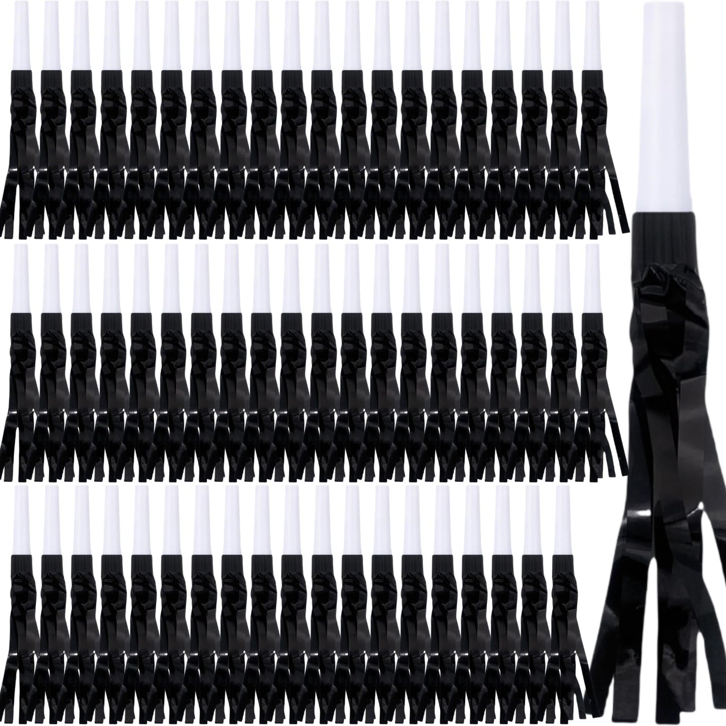 Lcpqmzgh 60 Pcs Gold Noise Makers, Metallic Fringed Noise Makers For New Year Party Favor Supplies (Black)