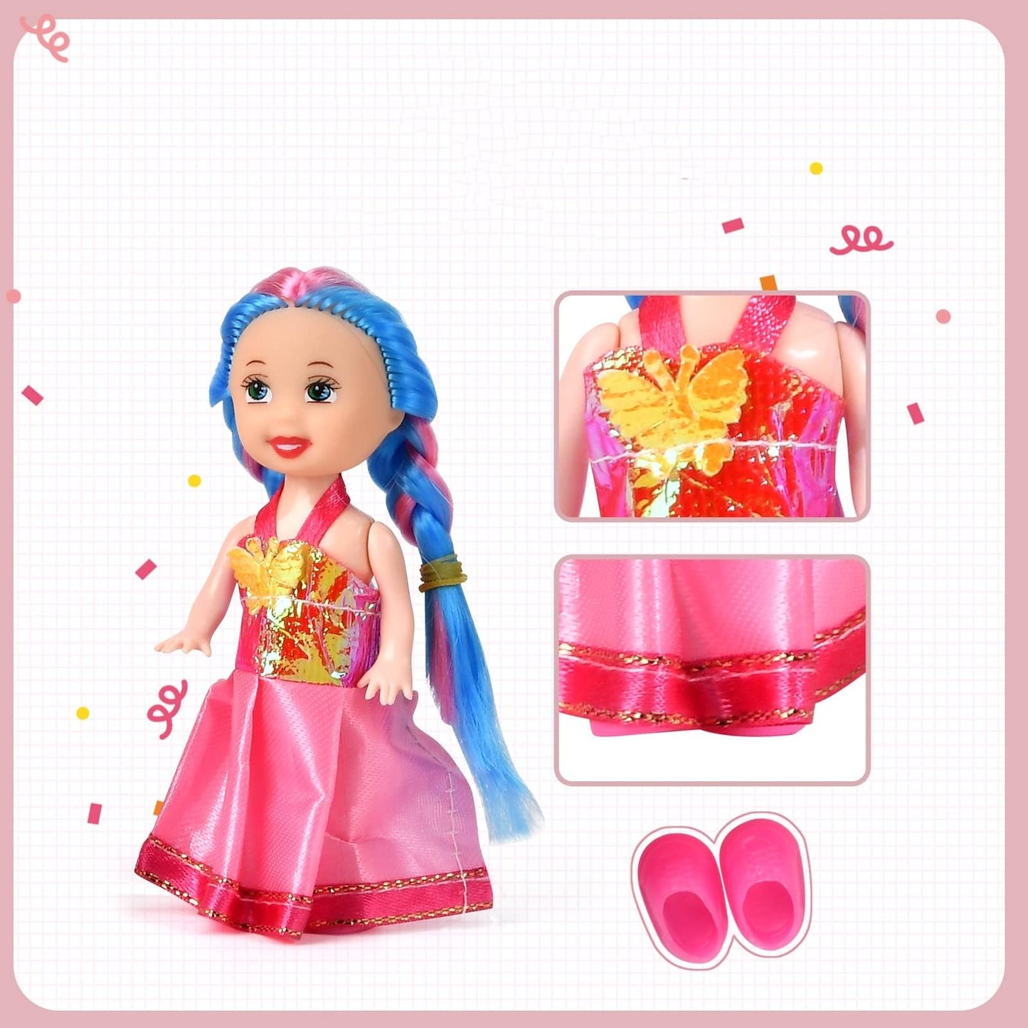 Jing Show Bussiness 10 Sets Doll Clothes For 3 Inch Mini Doll ,Include 10 Pieces Girl Mini Dolls, 10 Sets Handmade Doll Clothes And 10 Pairs Of Doll Shoes
