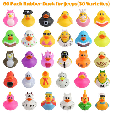 Motiloo 60 Pcs Rubber Ducks,Mini Jeeps Rubber Duckie Toys For Kids Bulk Bath Shower Toys, Birthday Gifts, Holiday Party Favors