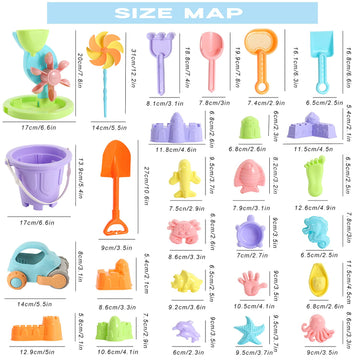 Beach Sand Toys For Kids - 31 Pcs Sandbox Toy Set For Kids 3-10, Sand Castle Toys With Water Wheel, Bucket, Shovel Tool Kit, Win