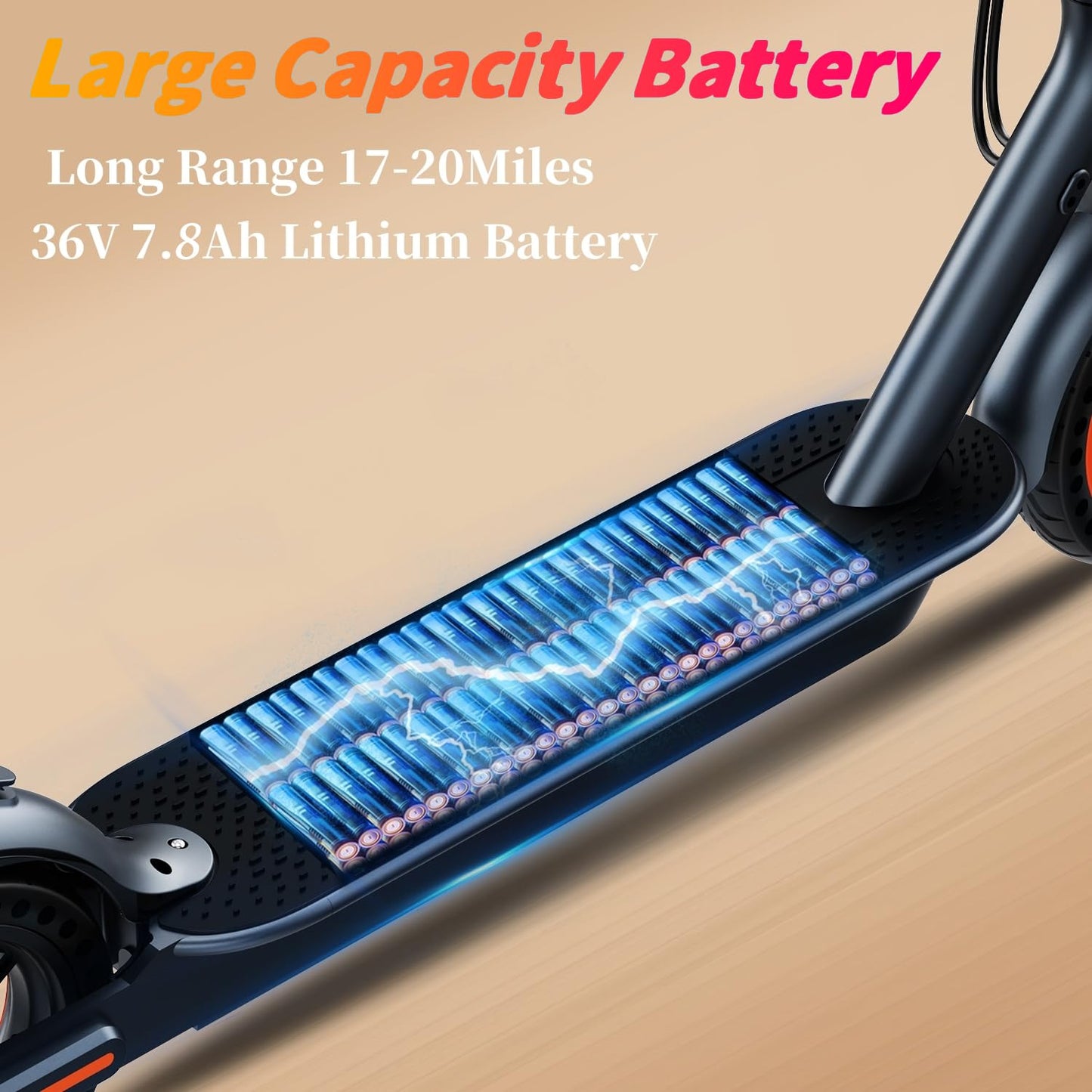 Electric Scooter For Adults, 8.5 '' Solid Tires, 17-20 Mph, 350W Motor, Max 20 Miles Long Range, Folding E-Scooter With Dual Bra