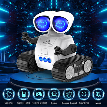 TOY Life Rechargeable Remote Control Robot Toys with Auto-Demonstration, Music & LED Eyes. Walkie Talkie Robot Toys for Kids 7 8