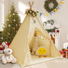 Wirhao Teepee Tent For Kids With Padded Mat Cotton Canvas Kids Tent With Pompom For Toddlers Indoor Kids Play Tent For Girls Boy