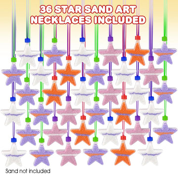 ArtCreativity Star Sand Art Bottle Necklaces, Pack of 12, Sand Art Craft Kit with Shaped Bottles, Craft Party Supplies and Party