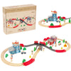 Woodenedu Wooden Train Set For Toddler - 60 Pcs- With Wooden Tracks Fits Thomas, Fits Brio, Fits Chuggington, Fits Melissa And D