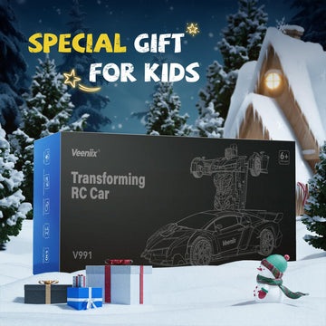 V991 Transform Remote Control Car, 1:10 Big Size, 2 Rechargeable Batteries for 70Min, 2.4GHz Gesture Sensing, One-Key Deformatio