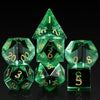 D&D Dice, Dndnd 7 Piece Zircon Glass Dice Set With Great Gift Box For Dungeons And Dragon Dnd Tabletop Game (Green Glass With Go