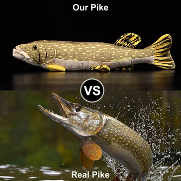ZHONGXIN MADE Northern Pike Plush Toy - 18.5" Soft Educational Stuffed Animal - Yellow Ocean Depth Model for Kids