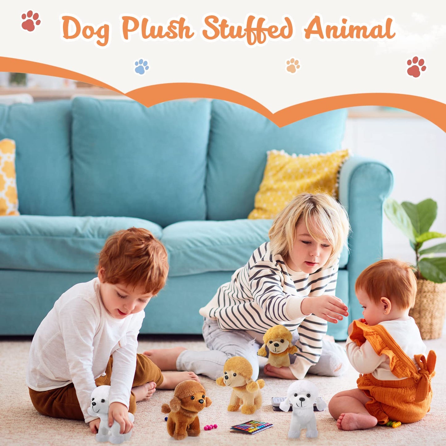 Sumind 9 Pcs Valentine Mini Plush Dog Stuffed Animals Bulk Dog Plush Party Favors Small Soft Plush Dog Toy For Easter Goodie Bag Fillers Baby Show Birthday(Poodle Puppy)