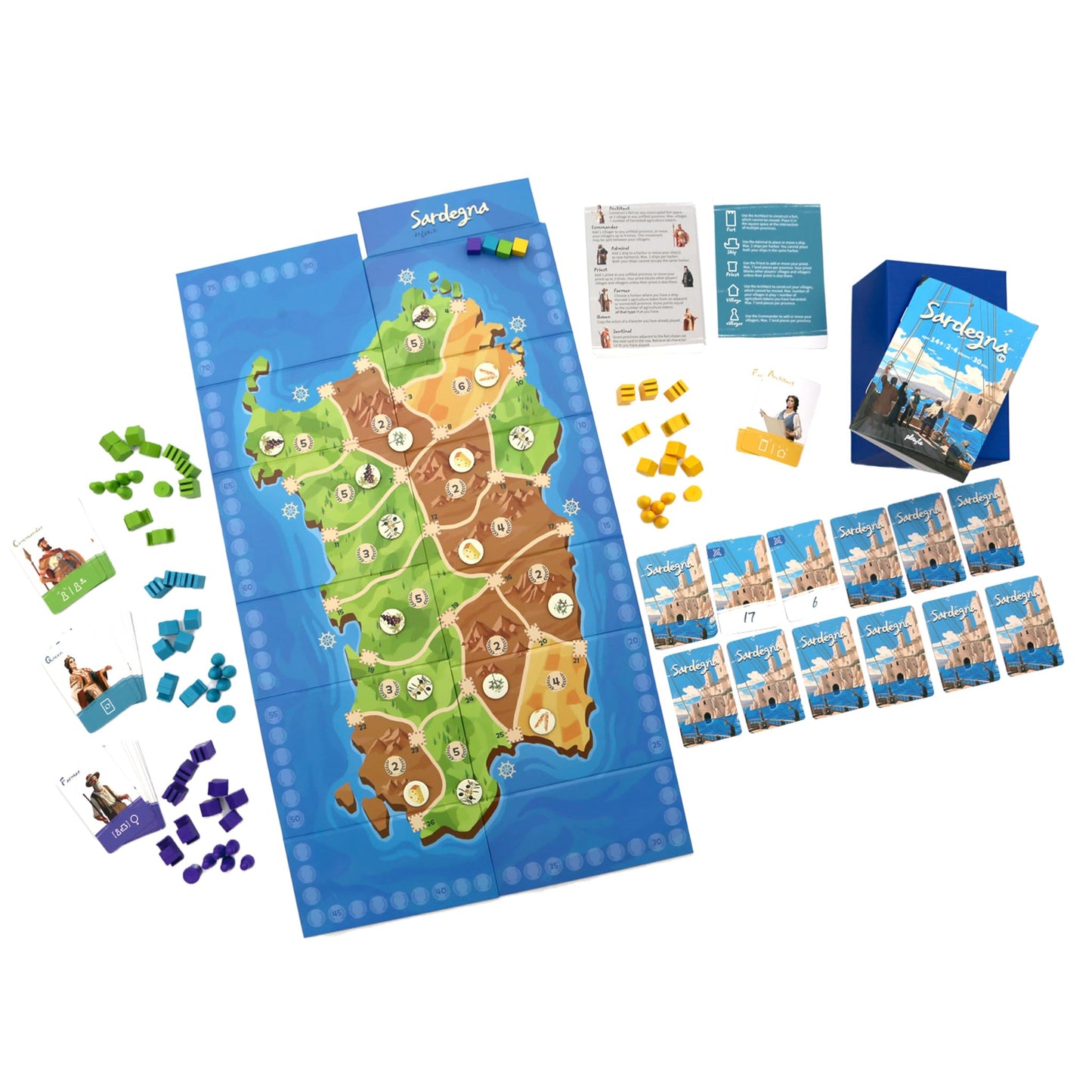 Crafty Games Sardegna Board Game - Dynamic Area Control, 2-4 Players, Ages 15+, 30 Min Playtime, Blue