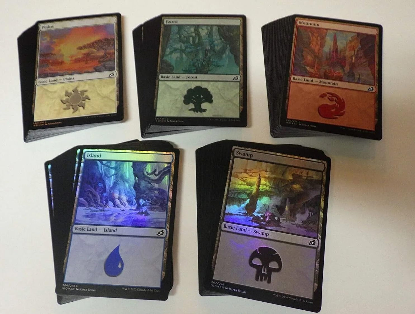 100 Foil Basic Lands - Magic The Gathering - 20 Swamp, Mountain, Forest, Plains, Island - Mtg!!!