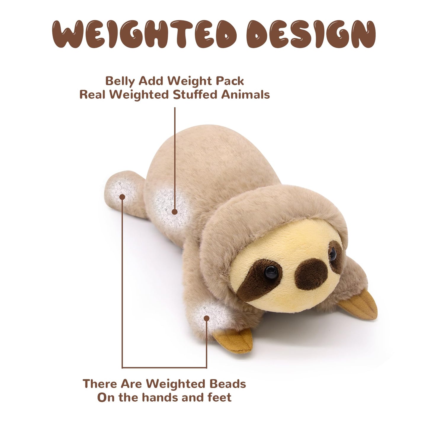 Bekrgwiy Sloth Stuffed Animal,17In Weighted Sloth Plush,Weighted Sloth Doll Toys,Hugging Plushie,Gift For Valentines Day,Birthda