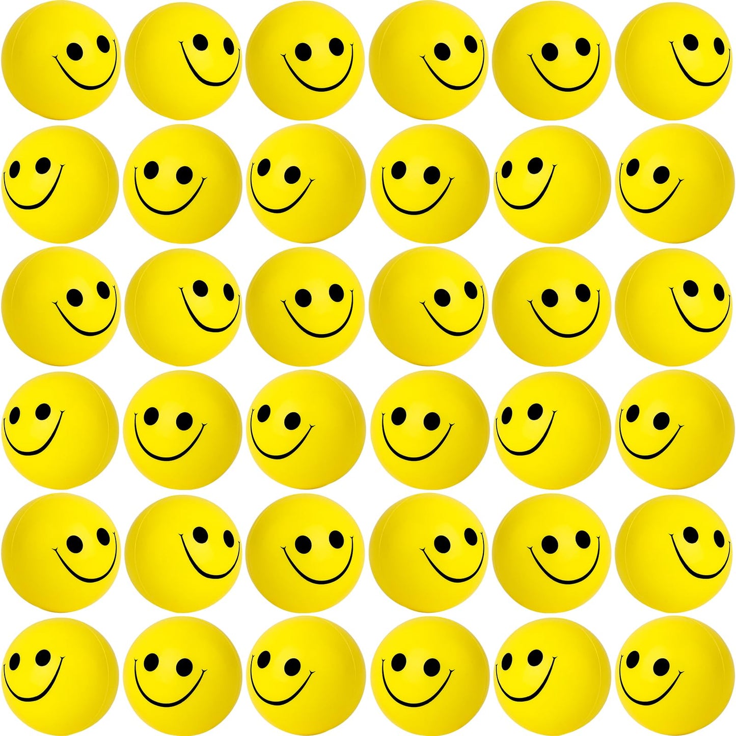 96 Pack Smile Face Stress Balls Bulk 2 Inch Funny Face Stress Relief Balls Yellow Mini Squeeze Balls Foam Smile Face Toys For Fi