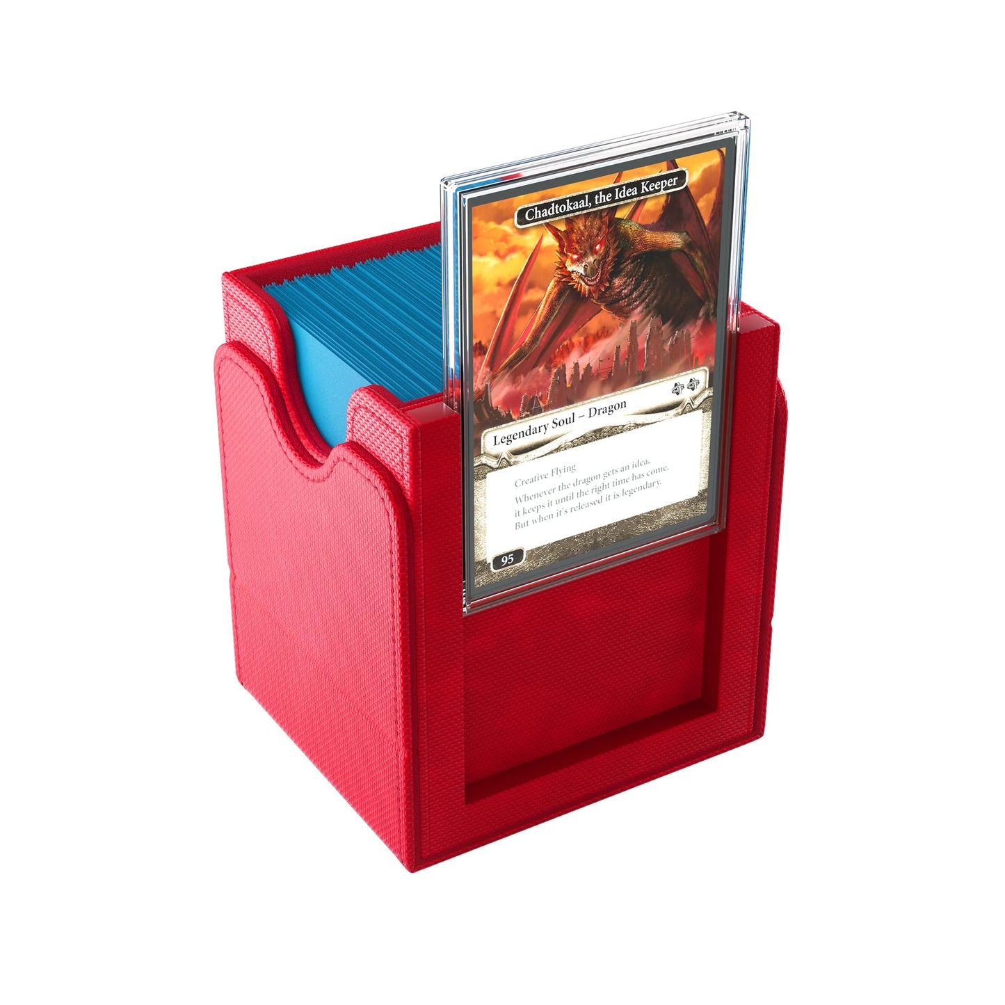 Gamegenic Squire Plus 100+ Xl Convertible Deck Box - Holds 100 Double-Sleeved Cards! Premium Commander Card Case, Detachable Slide Card Case, Armorfyber Surface, Red Color, Made By Gamegenic