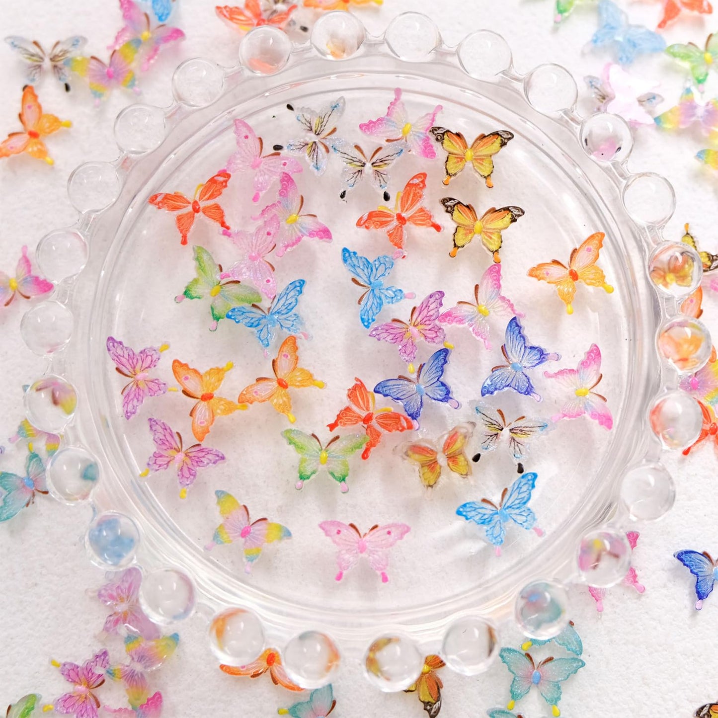 100 PCS Micro Resin Butterflies,Crafts Miniature Tiny Butterflies Two Styles Mixed Mini Micro Landscaping Decoration US213