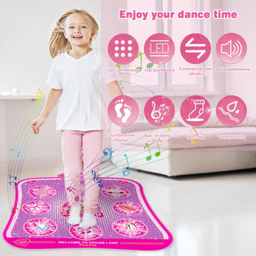 Princess Dance Mat Toy Gift - Popular Light Up Dancing Mat For Toddlers Kids Girls Ages 3 4 5 6 7 8 9 10 11 12 Year Old Christma
