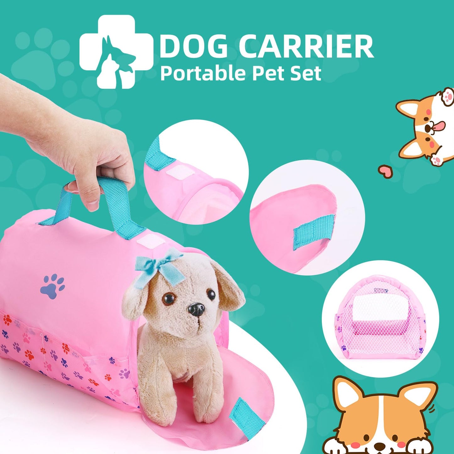 Holycco Toy Doctor Kit for Kids, Vet Play Set Toys for Girls, Birthday Gift for Kids Toddlers Ages 3 4 5 6, Pretend Play Doctor