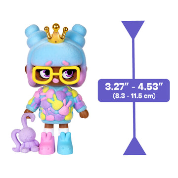 XOX KWEENIE Quirky Kweens Series Figurine 4 Inch Collectible Art-Toy, Multicolor, Model 30474, Premium Display Case Included