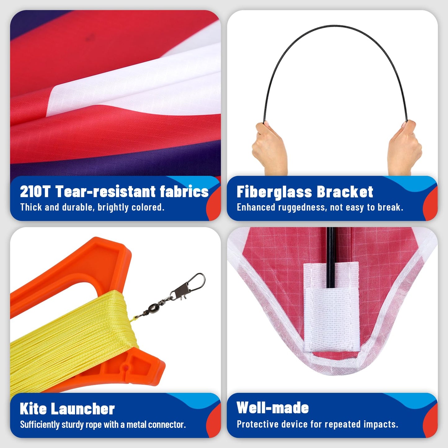 Sgftre Delta American Flag Kite For Easy To Fly Beach Kite For Fun Family Activities, Kites For Adults And Kids Ages 8-12 (Ameri