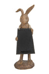 Creative Co-Op Rabbit Figurine Holding Working Chalkboard
