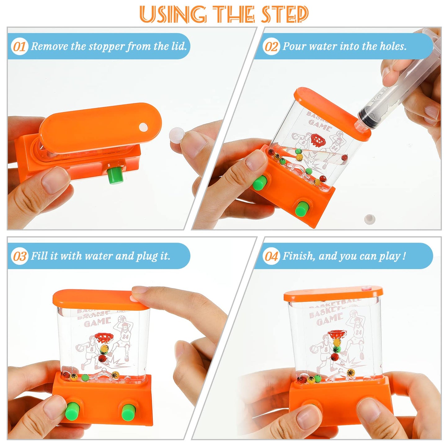 16Pcs Handheld Water Game Arcade Water Ring Toss Water Tables for Beach Toy Party Favor Fun Game Entertainment, Without Water (O