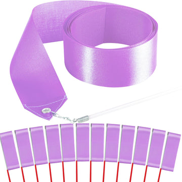 Hiunicorn 12Pcs Light Purple Dance Ribbons Streamer For Kids Ballerina Gymnastics Birthday Party Favors Decoration Supplies, Ribbon Baton Twirling Dance Wands For Girls