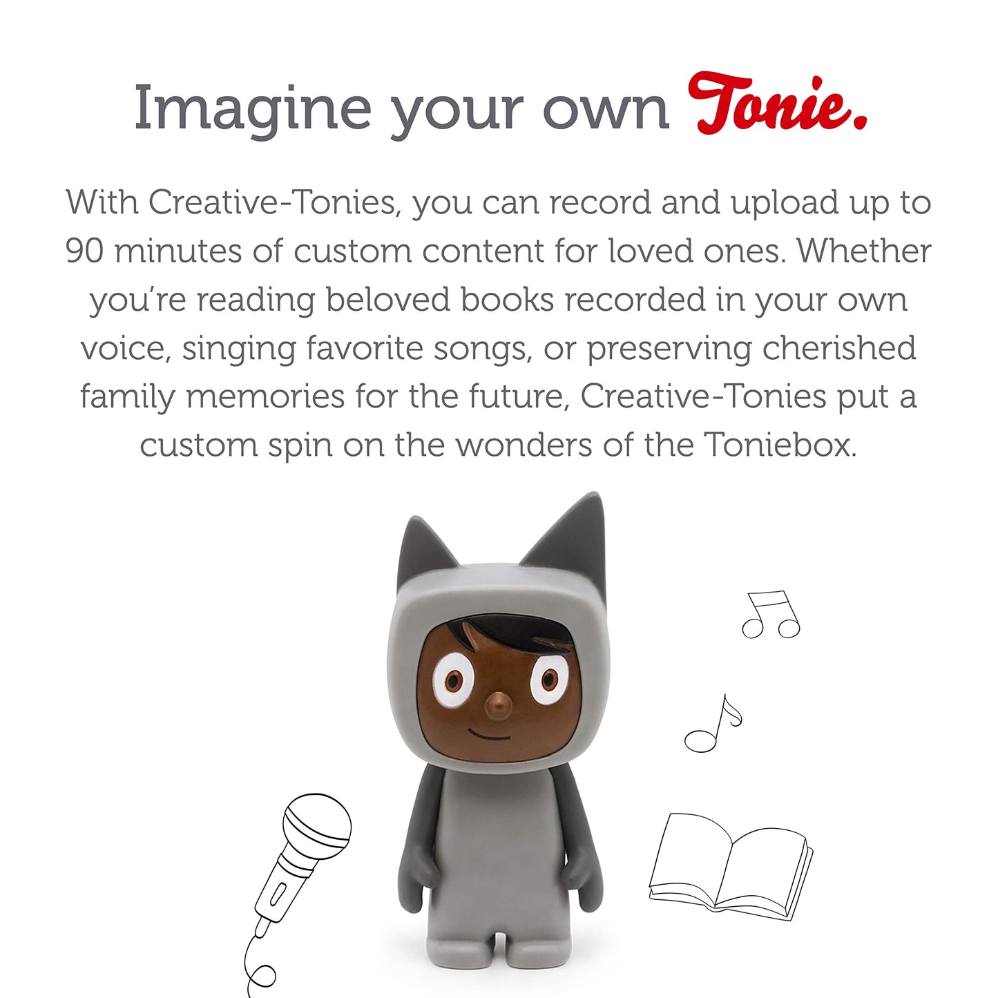 Tonies Creative Audio Character - Record And Upload Up To 90 Minutes Of Your Own Stories And Songs - Red/Dark