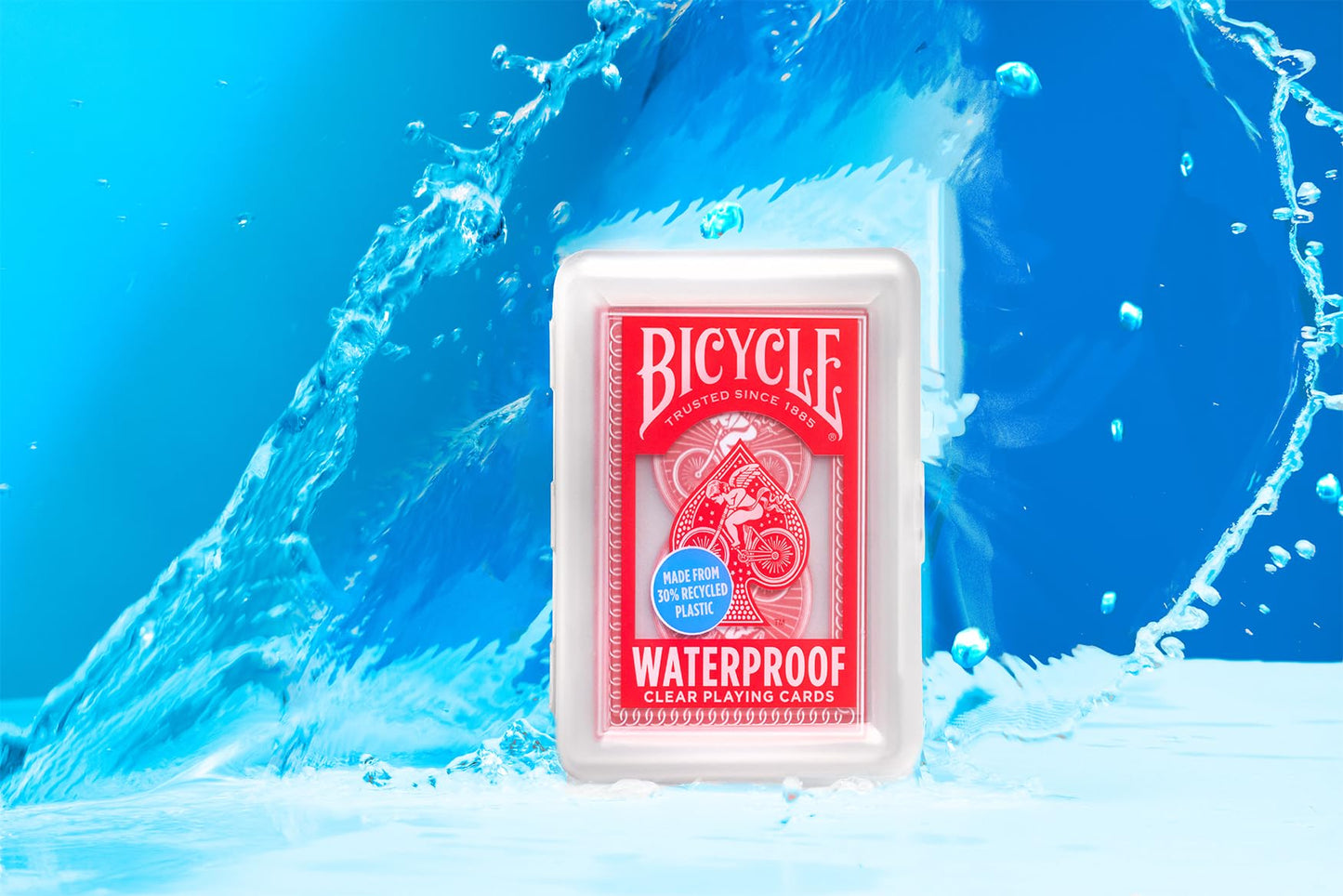Bicycle Waterproof Red Playing Cards, Clear Plastic Playing Cards, Made from 30% Recycled Plastic, Perfect for Pool Games, Beach