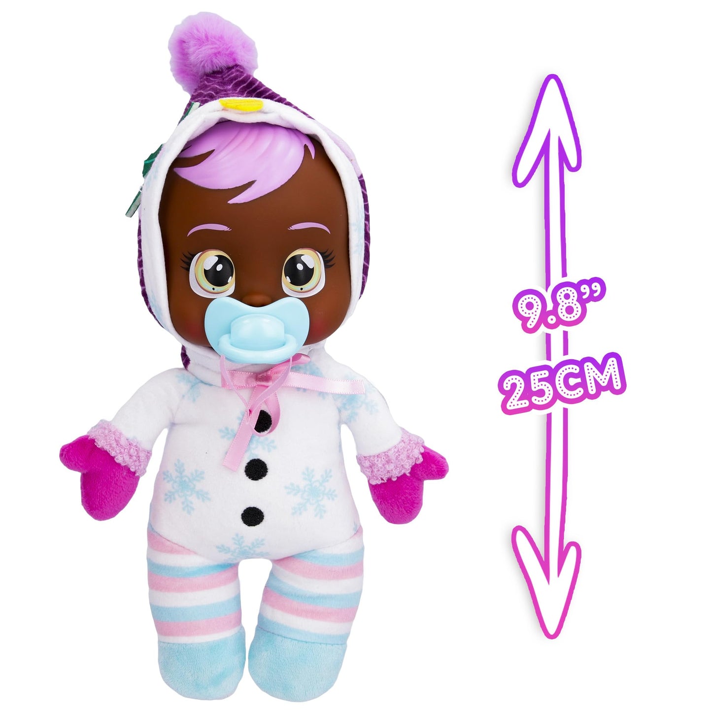 Cry Babies Tiny Cuddles Christmas Holly - 9' Baby Dolls, Cries Real Tears, White Snowman Themed Pajamas