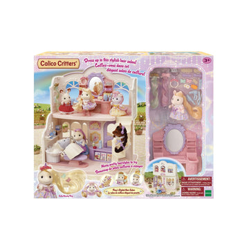 Calico Critters Pony's Stylish Hair Salon Playset - 2-Story with 40+ Accessories, Multi Color, Model CC1971, Ages 3+