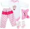 Scnbom Reborn Baby Dolls Girl Clothes For 17-24Inch Outfits Accesories (Pink Bear 4Pcs Set)