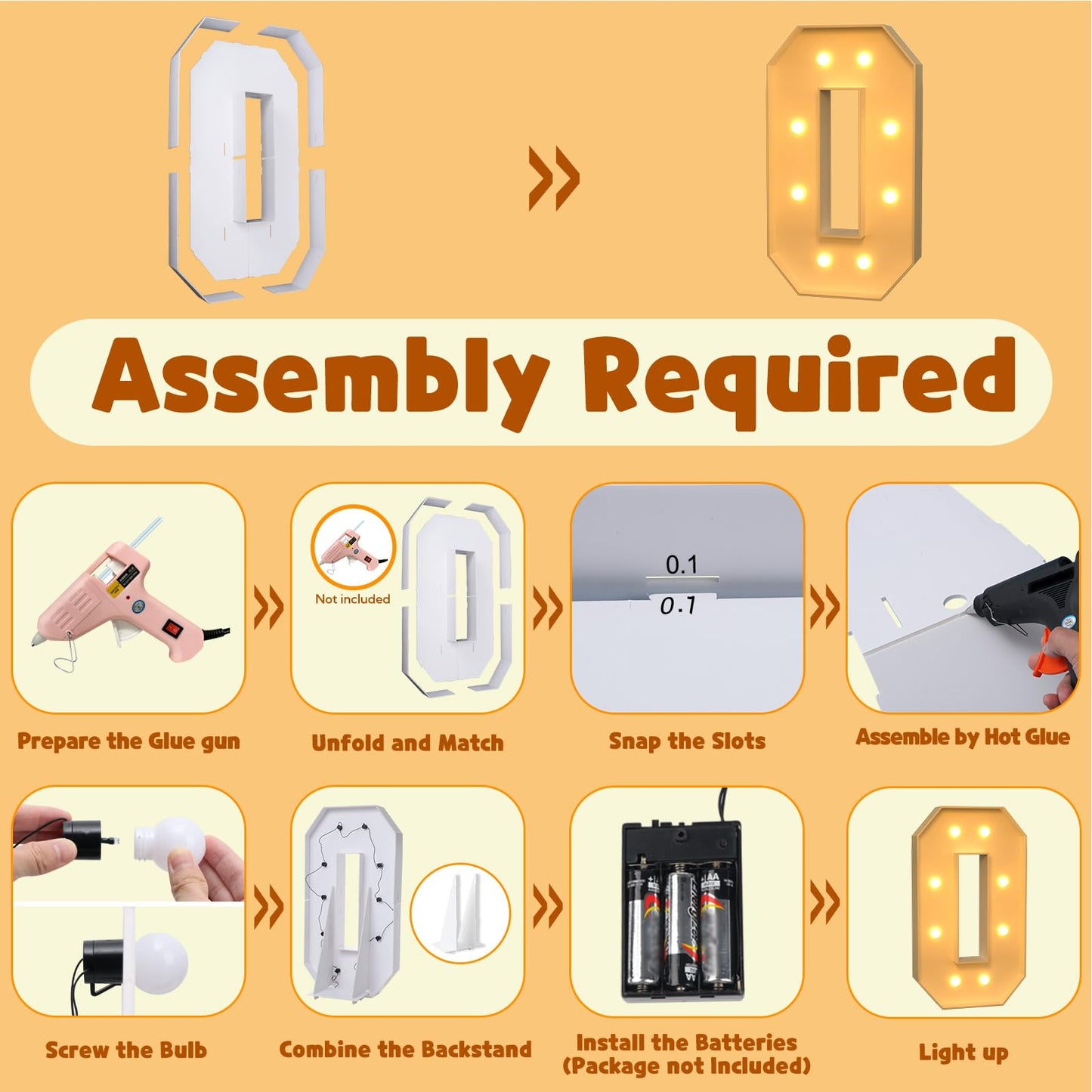 Imprsv 3Ft Light Up Numbers, Marquee Numbers For 10Th 30Th Birthday Decorations Anniversary Party Decor, Mosaic Numbers For Ball