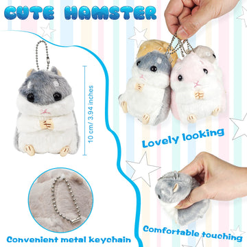12 Pieces Cute Hamster Stuffed Animal Bulk Hamsters Plush Toy Small Stuffed Doll With Chain For Kid Boy Girl Party Favors Goodie