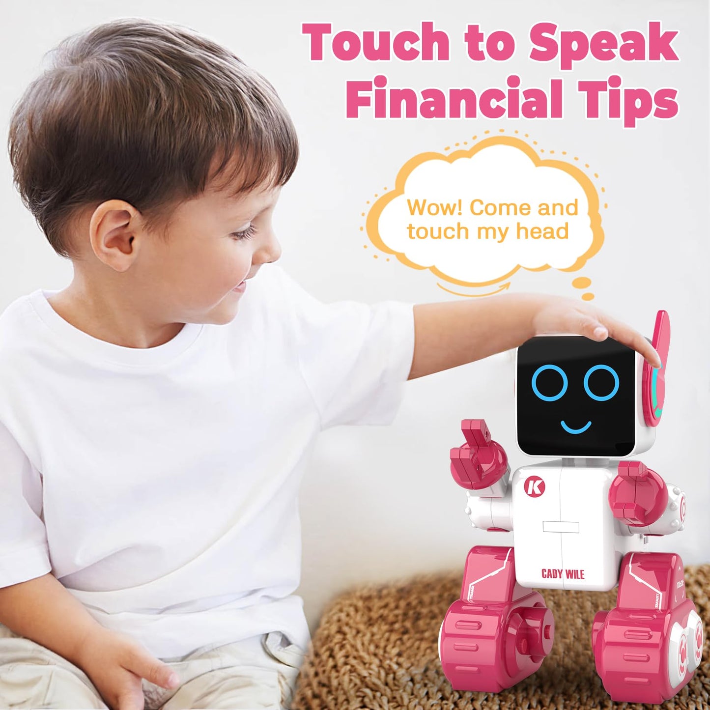 Okk Robot Toys For Kids, Programmable Remote Control Robot, Interactive Toys With Coin Bank, Smart Robot With Led And Tray, Walking Talking Singing Dancing Robot Gift For Boys Girl(Pink)