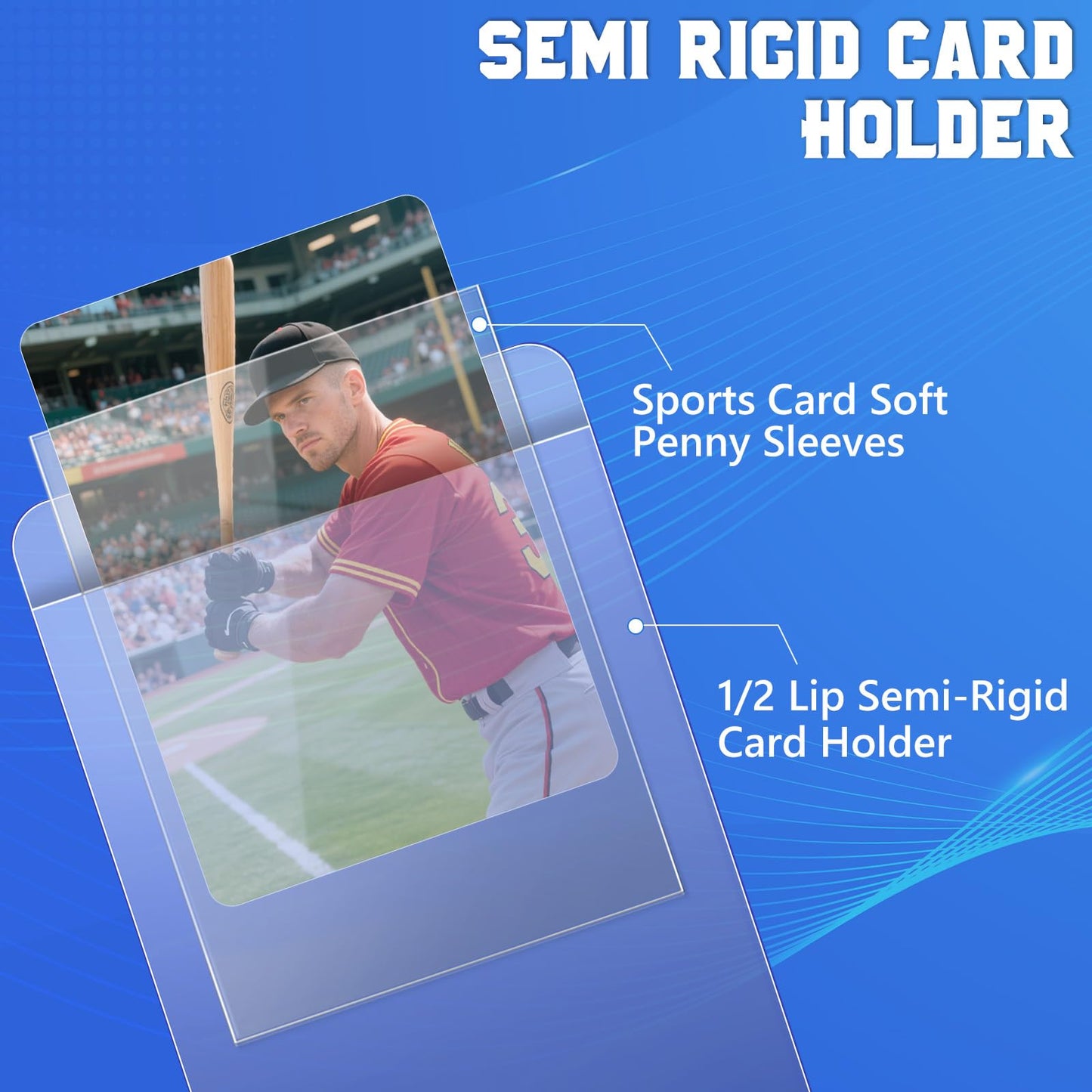 Dedc 1600 Bulk Pack Card Sleeves-800 Semi Rigid Card Holder & 800 Penny Sleeves For Trading Cards, Rigid Card Sleeves And Thick
