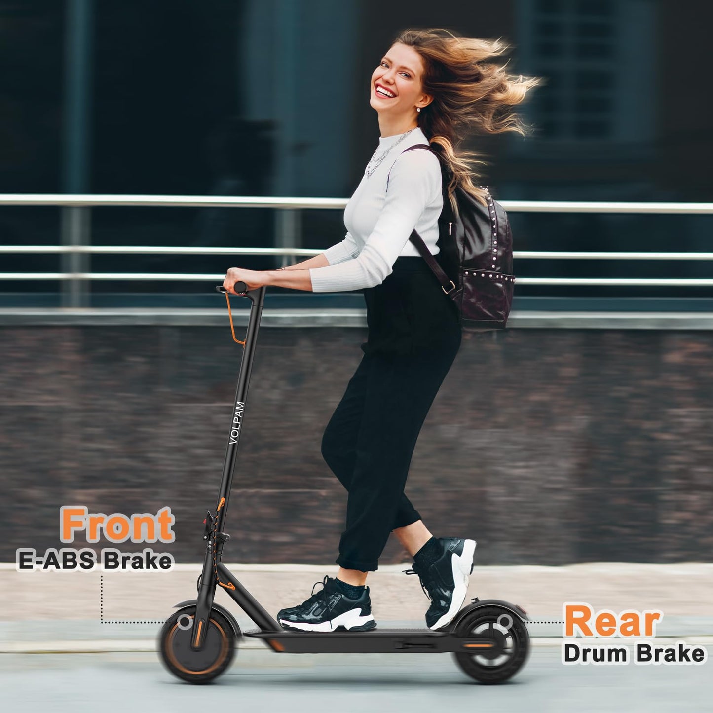 Volpam Electric Scooter, Powerful 350W/500W Motor, Max 12/19/28Miles Long Range, Top Speed 16/19/21 Mph, 8.5 '' /10 ' ' Solid Ti