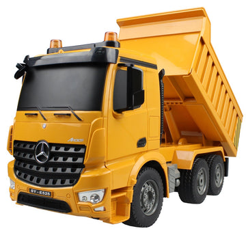 fisca Remote Control Truck, 1/20 Scale 6 Channel 2.4Ghz RC Dump Truck Construction Vehicle Toy with LED Lights and Simulation So