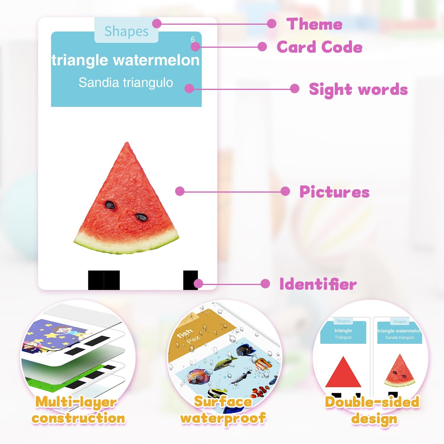 Homestec Toddlers Bilingual Spanish & English Talking Flash Cards With 288 Sight Words, Speech Therapy Toys For 3 4 5 6 Years Ol