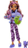 Monster High Creepover Party Doll - Clawdeen Wolf with Pet Dog Crescent, Sleepover Clothes, Accessories, Multicolor, Model HKY67