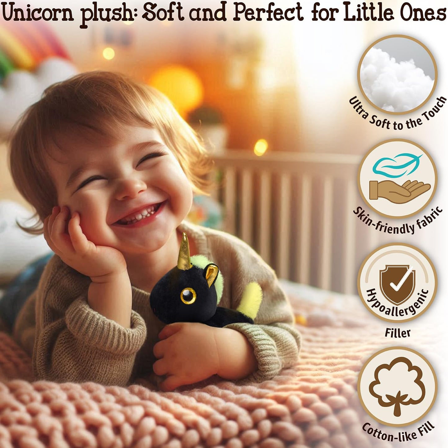 Naturally Kids Stuffed Animal, Toddler Gifts For Boys, Girls, Plush Unicorn Toys Set 6