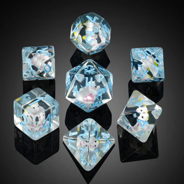 Unicorn DND Dice Set, DNDND 7PCS Cute Resin D&D Dice with Velvet Bag for Dungeons and Dragons Role Playing Games and Tabletop Ga