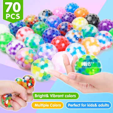 70Pcs Stress Balls-Squishy Stress Balls Bulk-Treasure Box Toys-Fidgets Prizes Bulk-Sensory Balls-Stress Balls For Adults -Classr