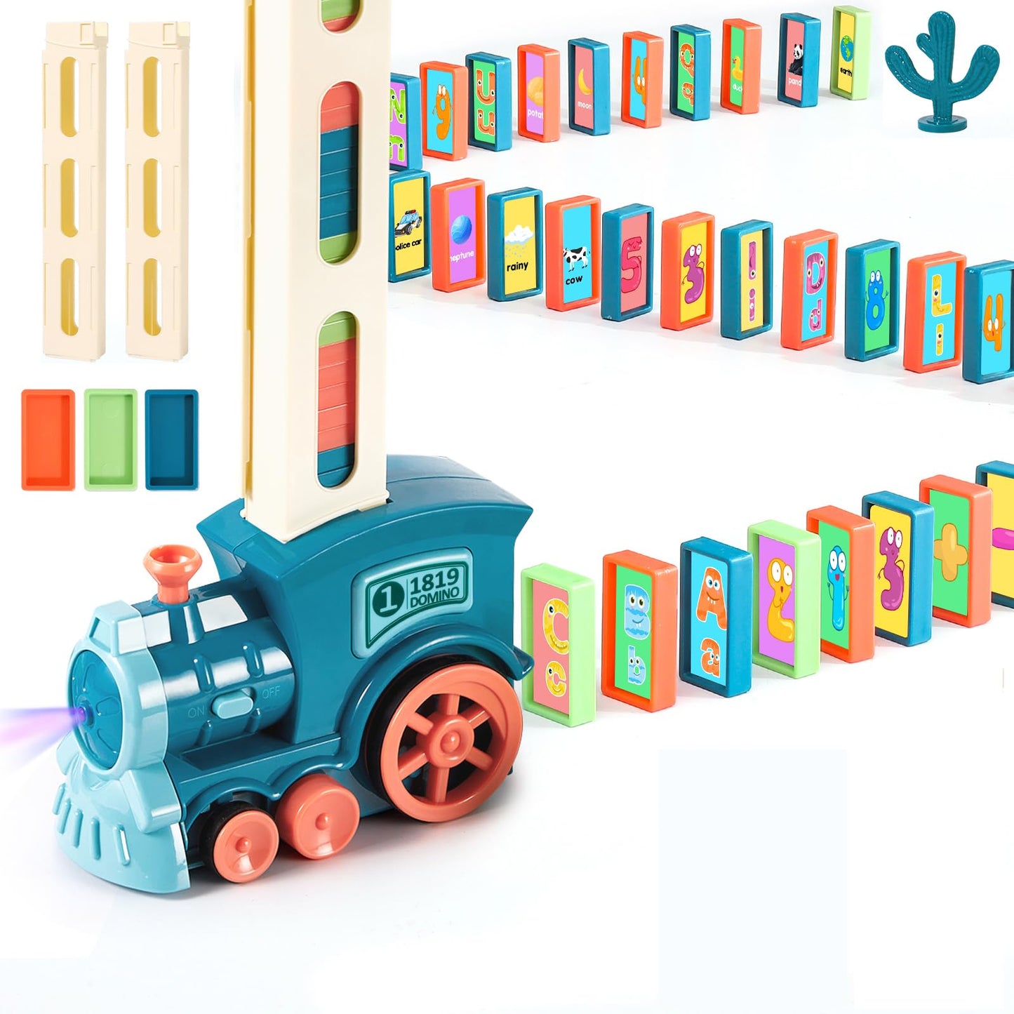200 Pcs Domino Train Toy Set With Stickers, Dominos Train For Kids Boys Girls, Electric Dominoes Machine Train Toy Set, Birthday