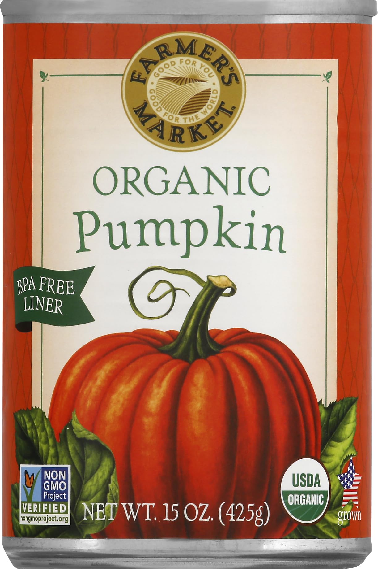 Farmers Market Foods Organic Pumpkin Puree, 15 Oz